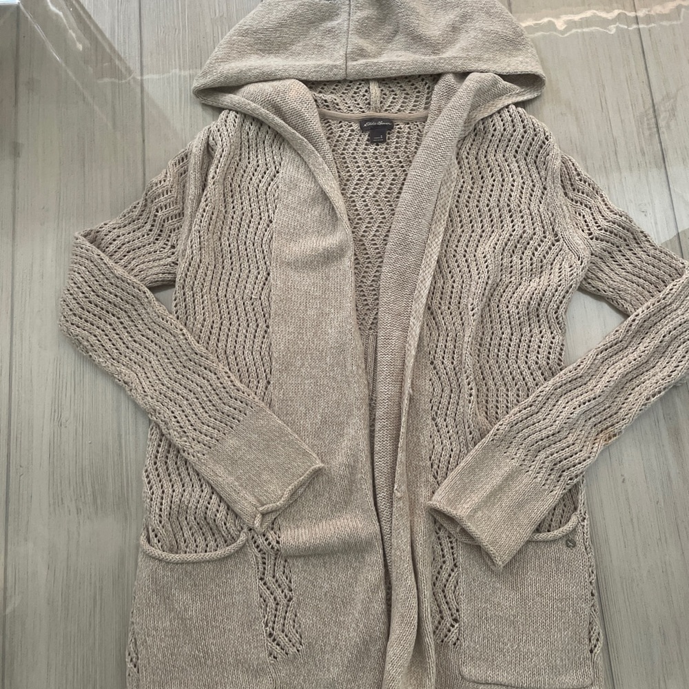 Eddie Bauer Women's Beige Hooded Sweater